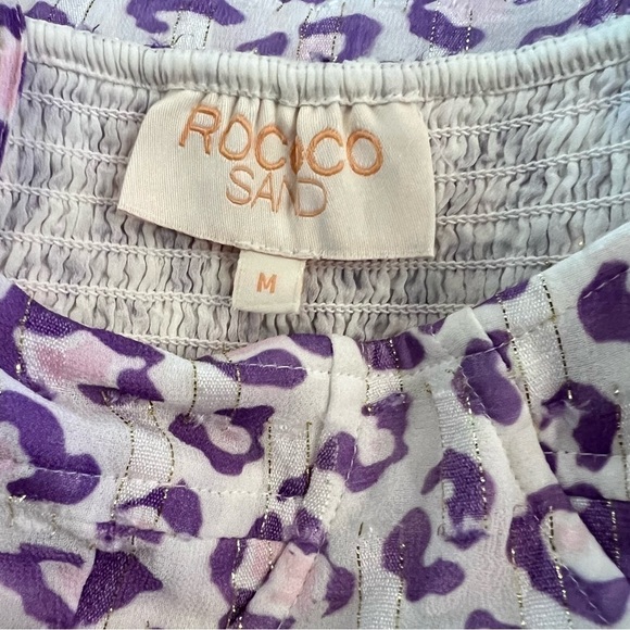 Rococo Sand Avana Midi ruffled corset dress, high low hem, leopard print, sz M - Picture 4 of 17